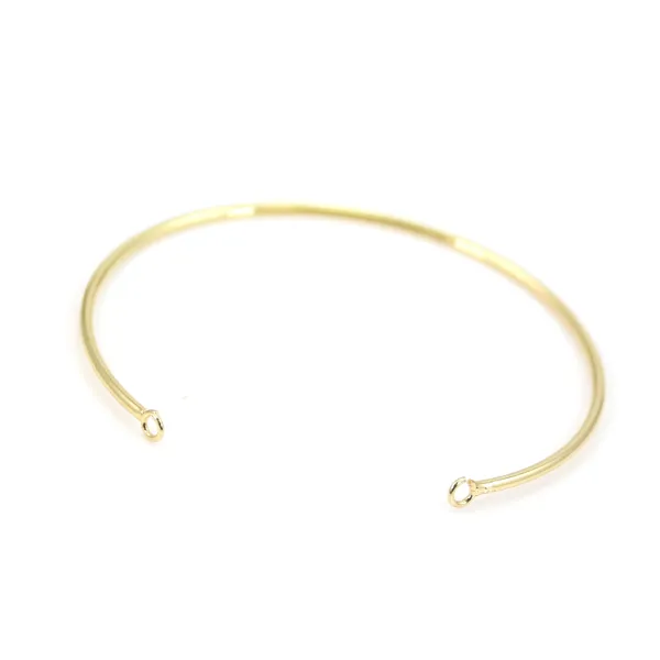 Bracelet jonc avec 2 anneaux doré sur laiton 60mm x 1pc