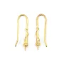 Crochet boucles d'oreilles pour perles semi percé plaquée par "flash" or sur laiton 26mm x 4pcs