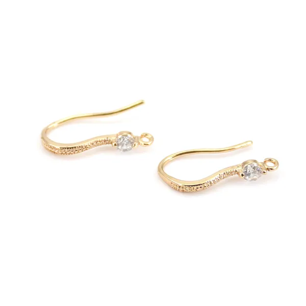 Crochet boucles d'oreilles plaquée par "flash" or sur laiton 9x17mm x 2pcs