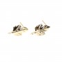 Clous d'oreille feuille plaqué par "flash" or sur laiton 8x14mm x 2pcs