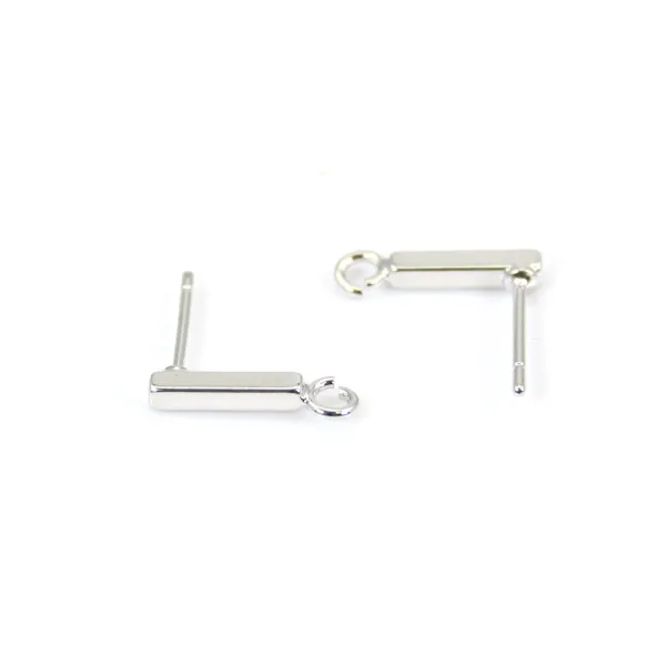 Clous d'oreille en forme de tube 2x14mm, plaqué par "flash" or sur laiton x 2pcs