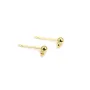 Flash gold gilt rose ball-shape ear studs 3mm x 2pcs