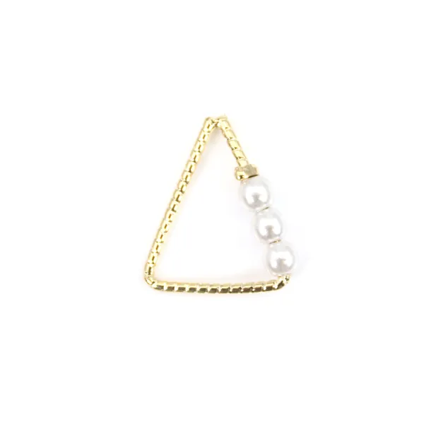 Round pendant 18mm, plated by "flash" gold brass with pearls x 1pc