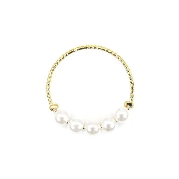 Intercalaire breloque en forme ronde 20mm, doré à l'or fin  sur laiton, avec perles nacrées x  2pcs