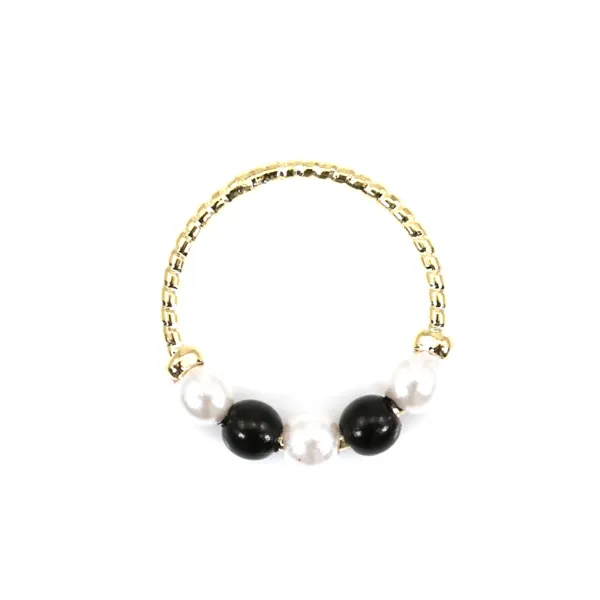 Intercalaire breloque en forme ronde 15mm, doré à l'or fin  sur laiton, avec perles nacrées x  2pcs