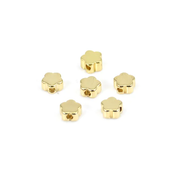 Intercalaire fleur plaquée par "flash" or sur laiton2.5x5mm x 10pcs