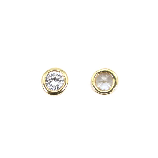 Intercalaire rond avec zirconium plaquée par "flash" or sur laiton 5mm x 4pcs
