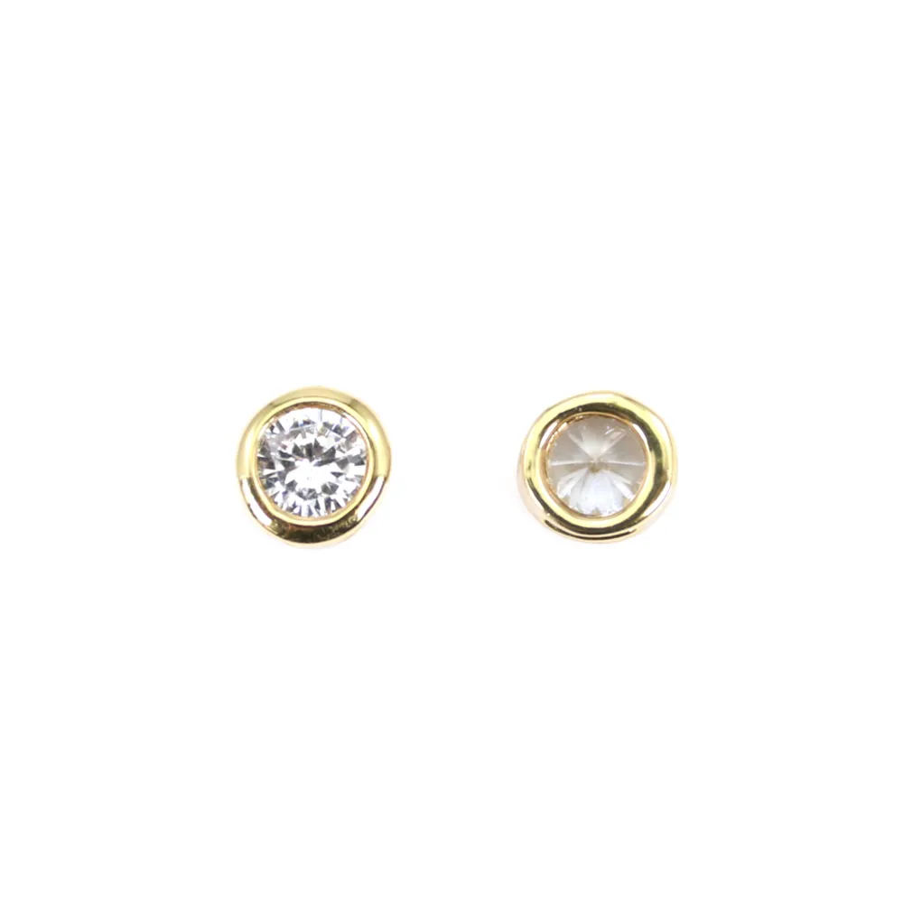 Intercalaire rond avec zirconium plaquée par "flash" or sur laiton 5mm x 4pcs