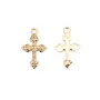 Croix Plaquée par "flash" or sur laiton 19.5x26.5mm x 2pcs