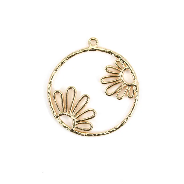 Pendentif plaqué par "flash" or sur laiton 26.5mm x 2pcs