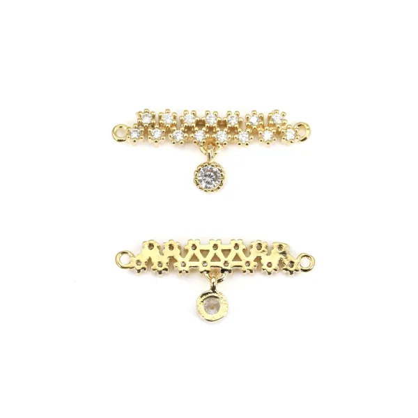 Round pendant 14mm , with pearl beads, plated with "flash" gold on brass x 1pc