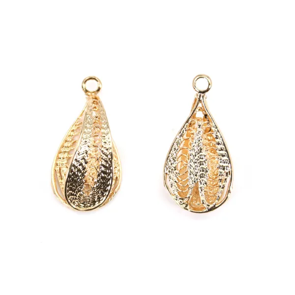 Coquillage pendant plated "flash" gold brass 23mm x 2pcs