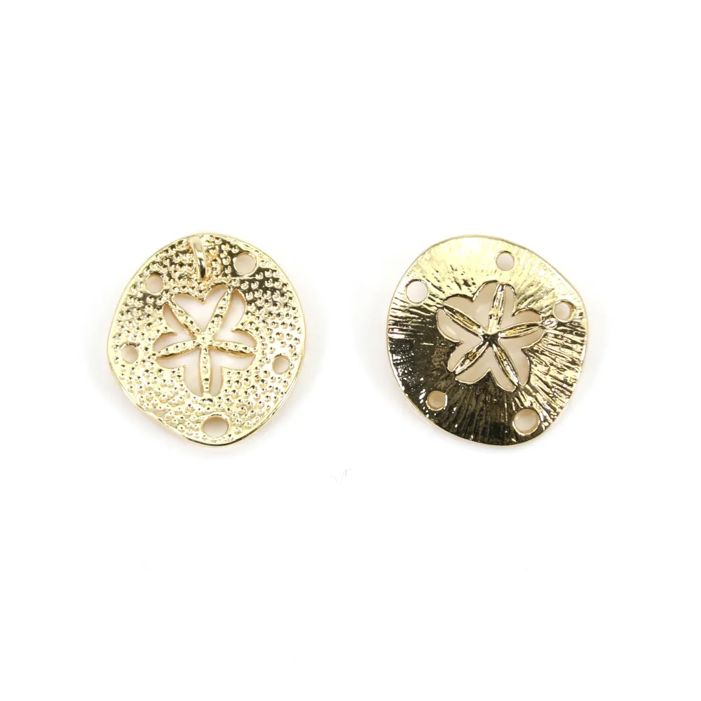 Pendant openwork ball plated "flash" gold brass 12mm x 4pcs
