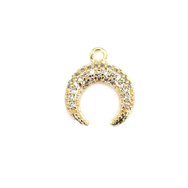 Breloque de forme lune avec zirconium x 1pc