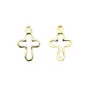 Croix ajourée plaquée par "flash" or sur laiton 8x12mm x 4pcs