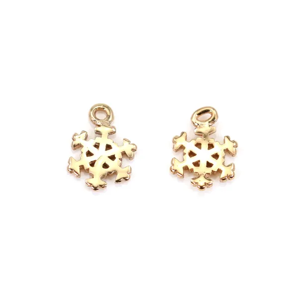 Pampille flocon plaquée par "flash" or sur laiton 5.8mm x 8pcs