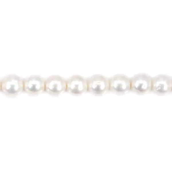 Perle de culture d'eau douce, blanche, ronde, 10-11mm x 40cm
