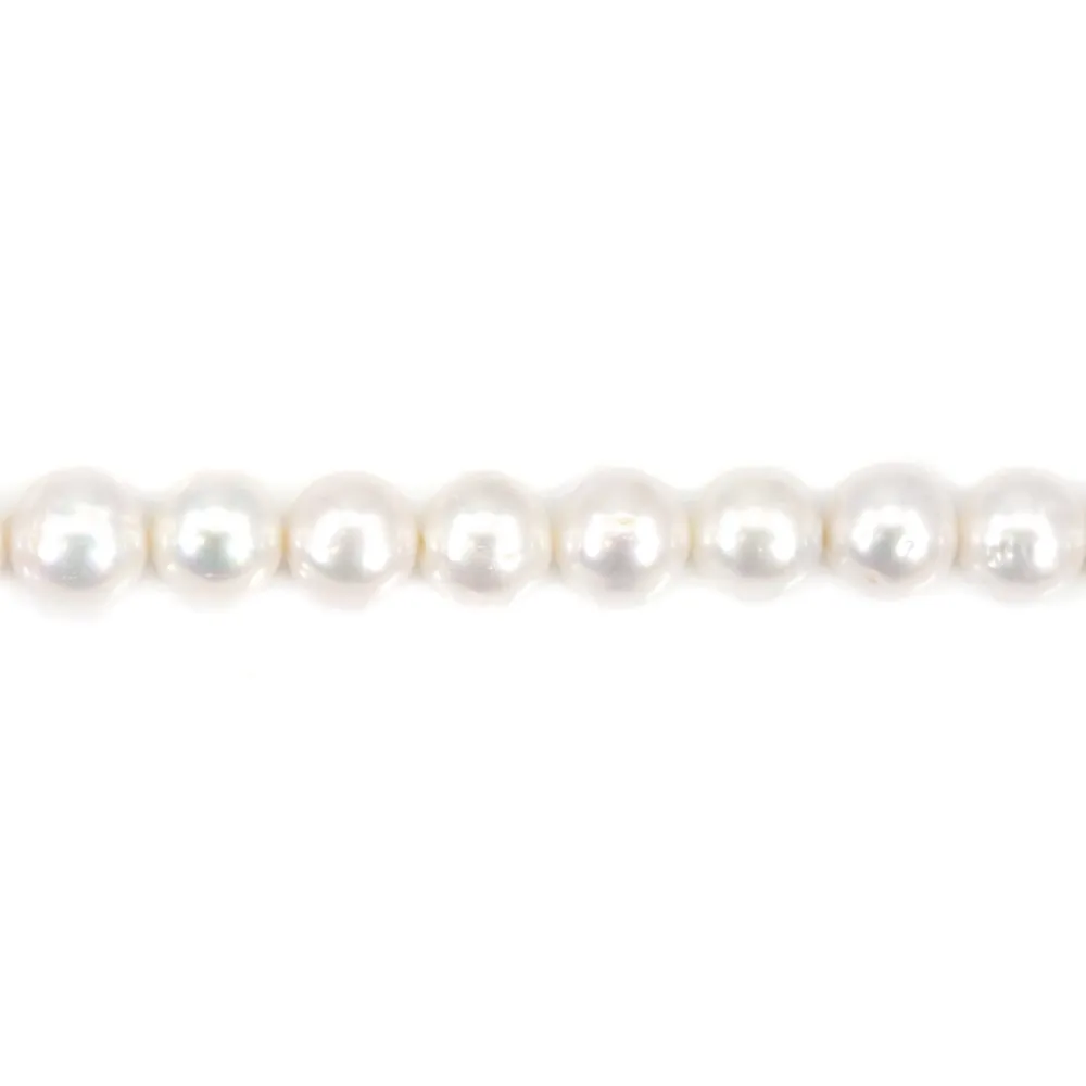 Perle de culture d'eau douce, blanche, ronde, 10-11mm x 40cm