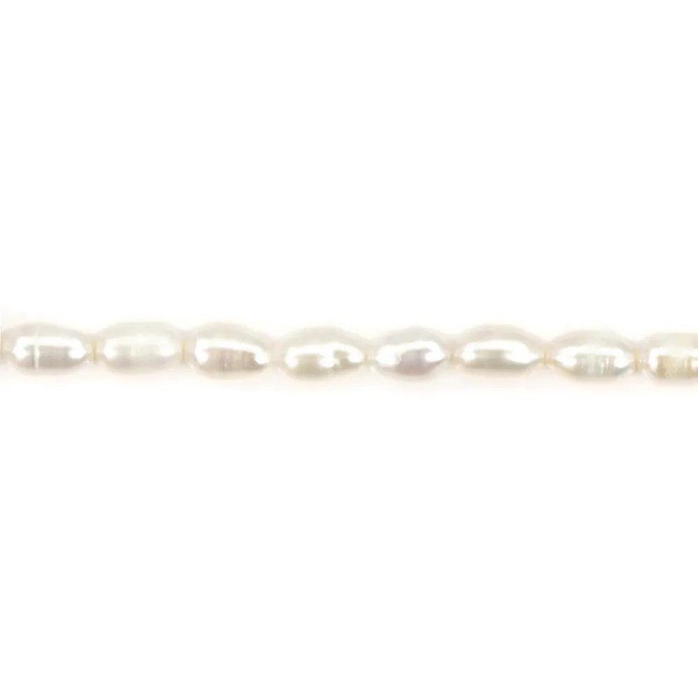 Perle de culture d'eau douce, blanche, olive, 4-4.5mm x 36cm