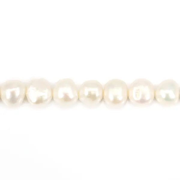 Perle de culture d'eau douce, blanche, baroque 13mm x 40cm