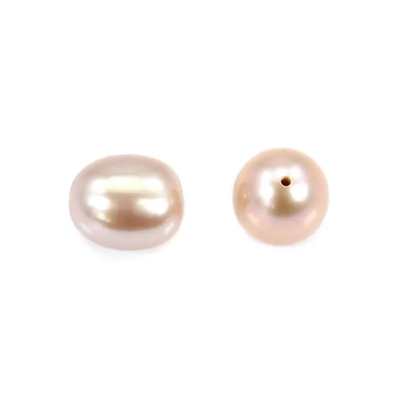 Perla cultivada de agua dulce, semi-perforada, malva, forma de pera, 9mm x 2pcs