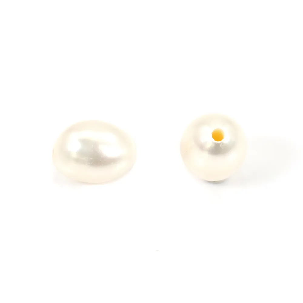 Perle de culture d'eau douce, blanche, olive, 8-9mm x 1pc