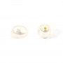 Perle de culture d'eau douce, blanche, olive, 8-9mm x 1pc