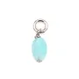 Breloque Saphir ovale facetté 4x6mm - Argent Rhodié  x 1pc