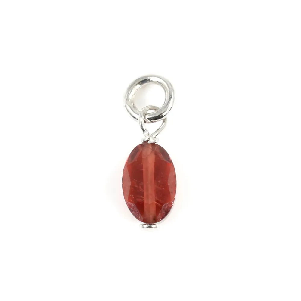 Breloque Saphir ovale facetté 4x6mm - Argent Rhodié  x 1pc