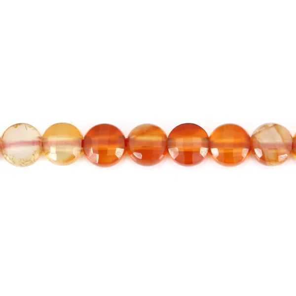 Carneliano, redondo e plano facetado, 4mm x 39cm