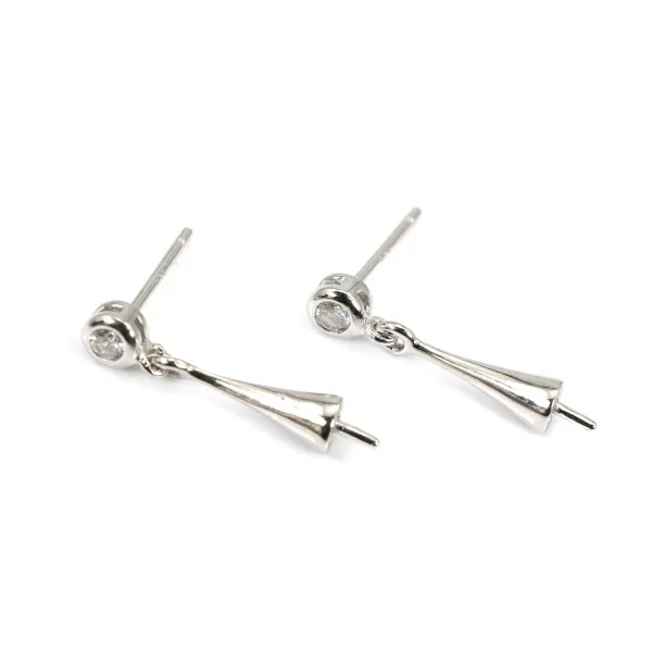 Umbrella Earstuds with zirconium oxide, 925 Sterling Silver 4x20mm x 2pcs