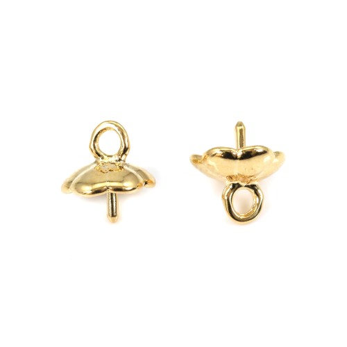 Bélière pour perle semi-percé Plaquée par "flash" or sur laiton 5.6mm x 10pcs
