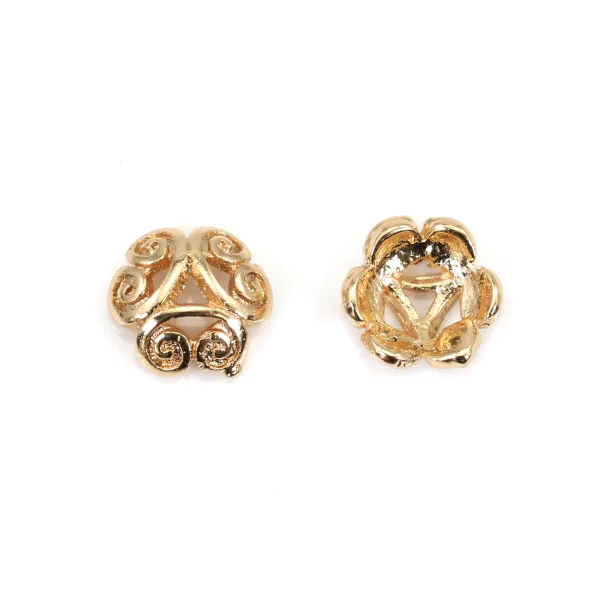 Coupelle en fleur Plaquée par "flash" or sur laiton 6mm x 10pcs