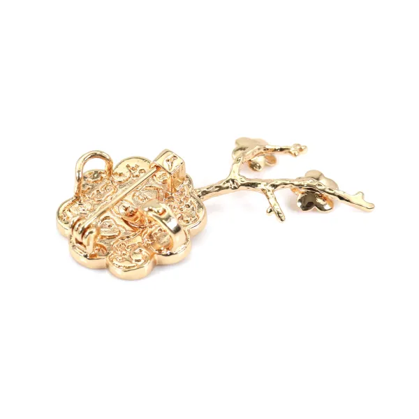 Flash gold-plated pendant brooch square 34mm x 1pc