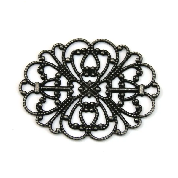 Black ovale Filigreed Skeleton  34x26mm x 1pc