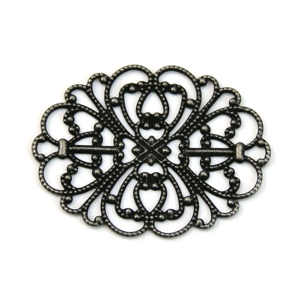Black ovale Filigreed Skeleton  34x26mm x 1pc