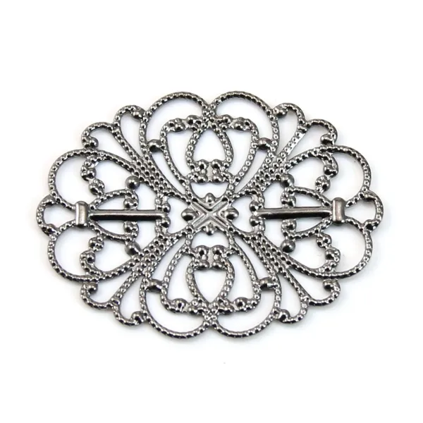 Estampe ovale ajouré argent vielli 34x26mm x 1pc