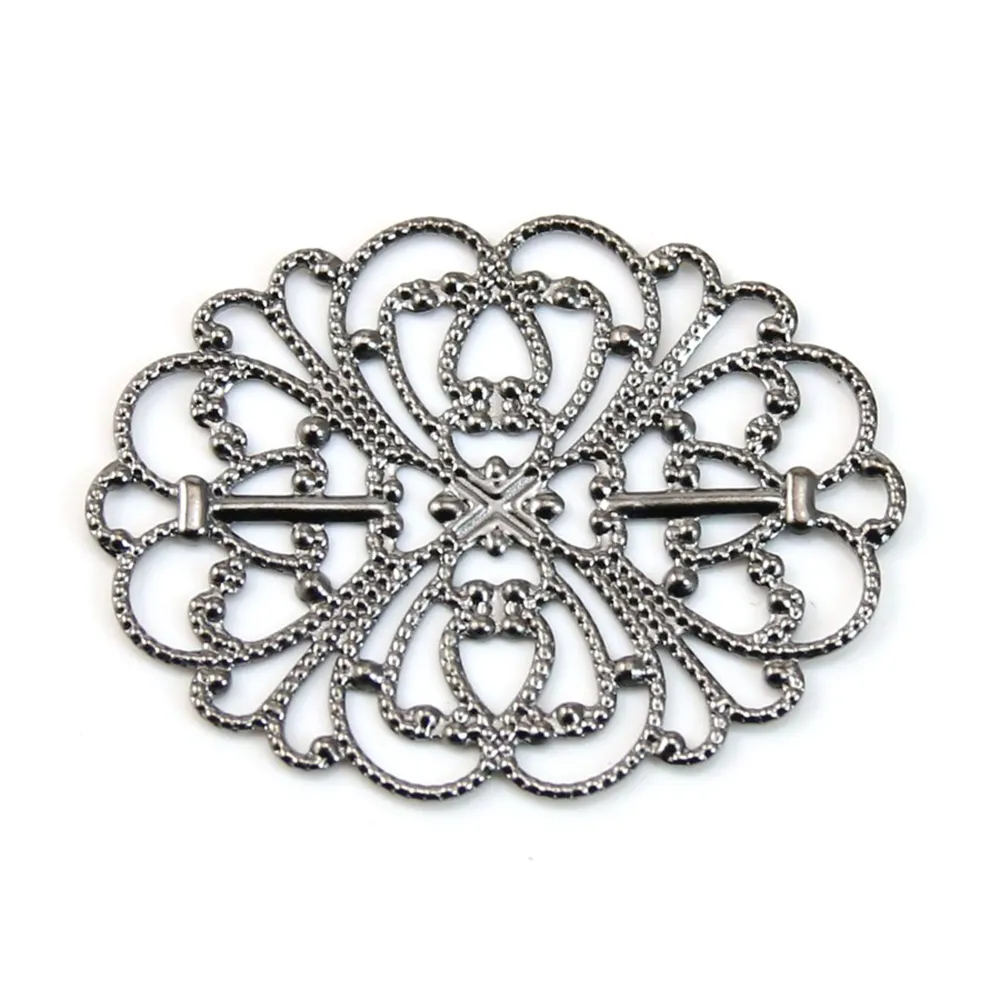 Estampe ovale ajouré argent vielli 34x26mm x 1pc