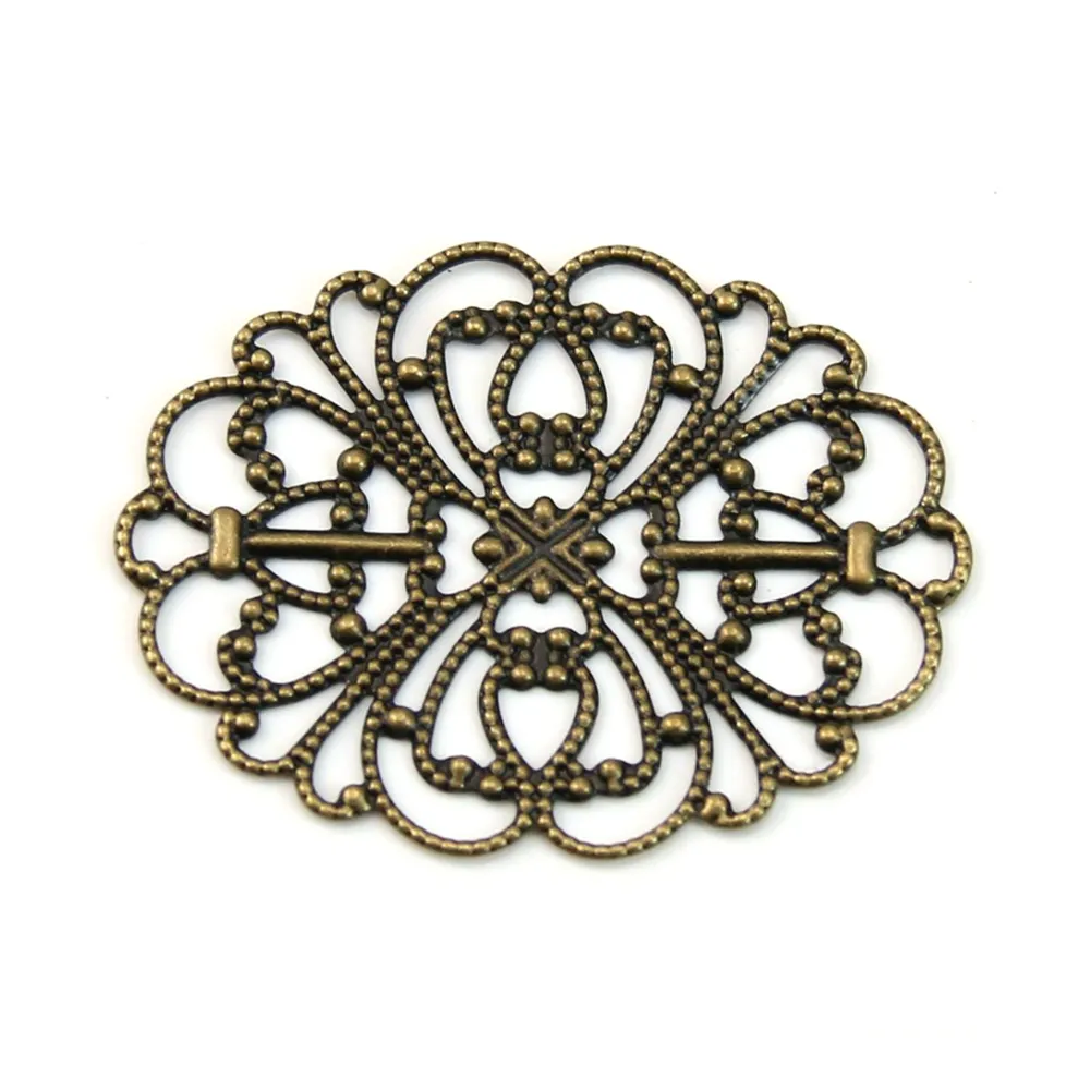 Ovale Filigreed Skeleton bronze tone 34x26mm x 1pc