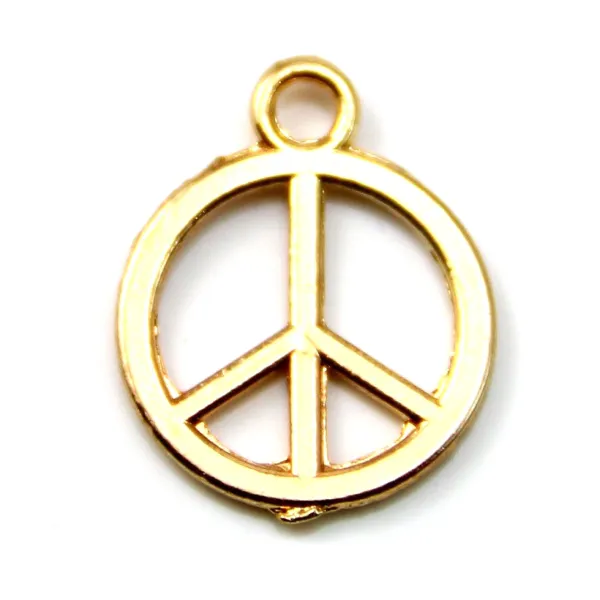 Peace & love charm golden tone 12mm x 4pcs