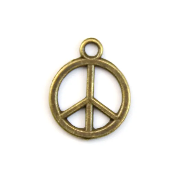 Peace & love charm bronze  tone 12mm x 4pcs