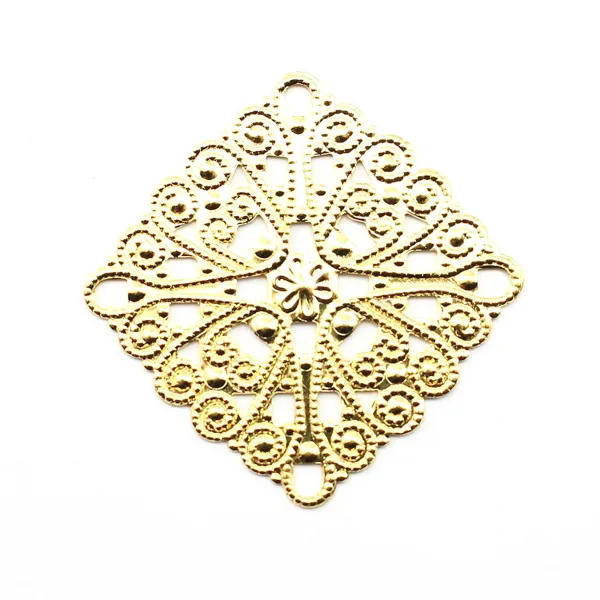 Square Filigreed gold tone 28mm x 1pc