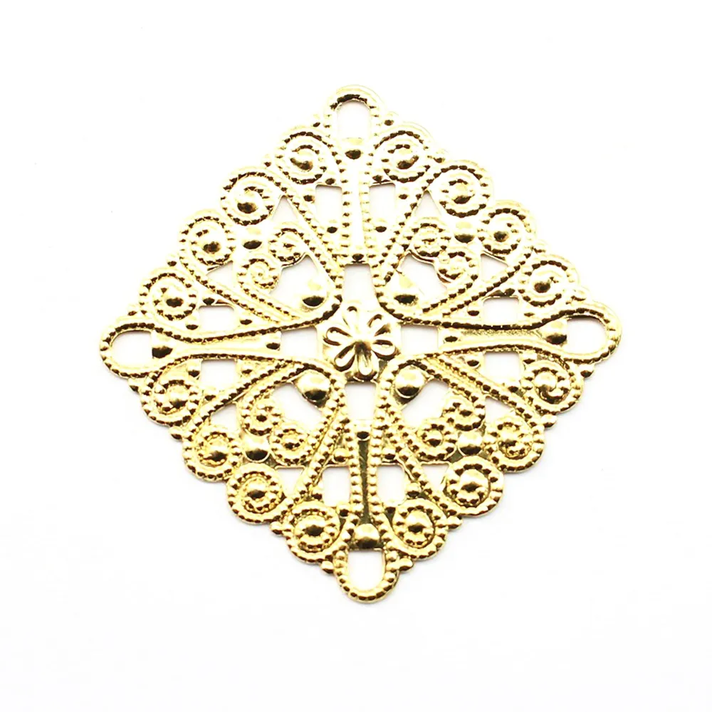 Square Filigreed gold tone 28mm x 1pc