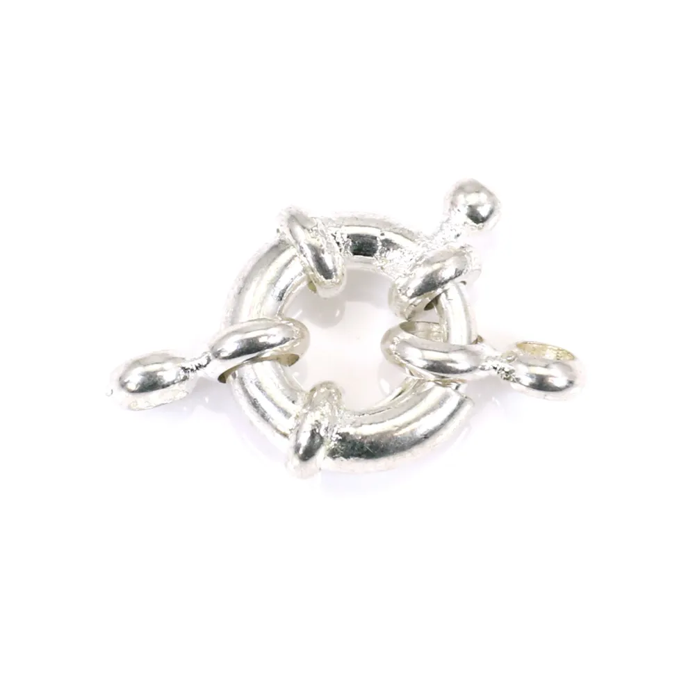 Fermoir en forme de bouée, en métal de couleur argenté, 11mm x 1pc