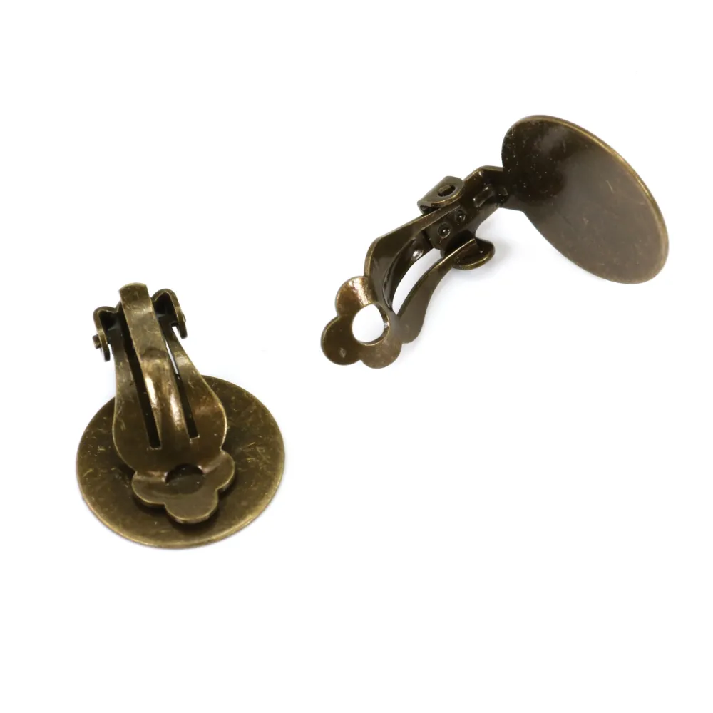 Support clip for cabochon of 18mm to stick, of brass color x 8pcs