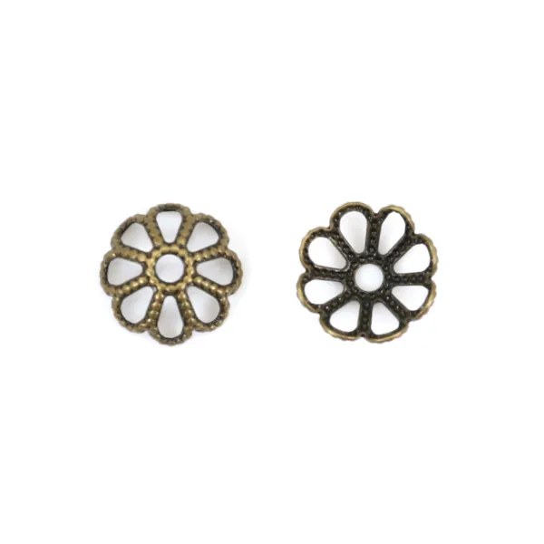 Coupelle en fleur bronze vielli  8mm x 20pcs
