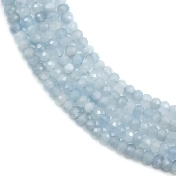 Aquamarine, faceted roundel, 2.3x3.5mm x 39cm