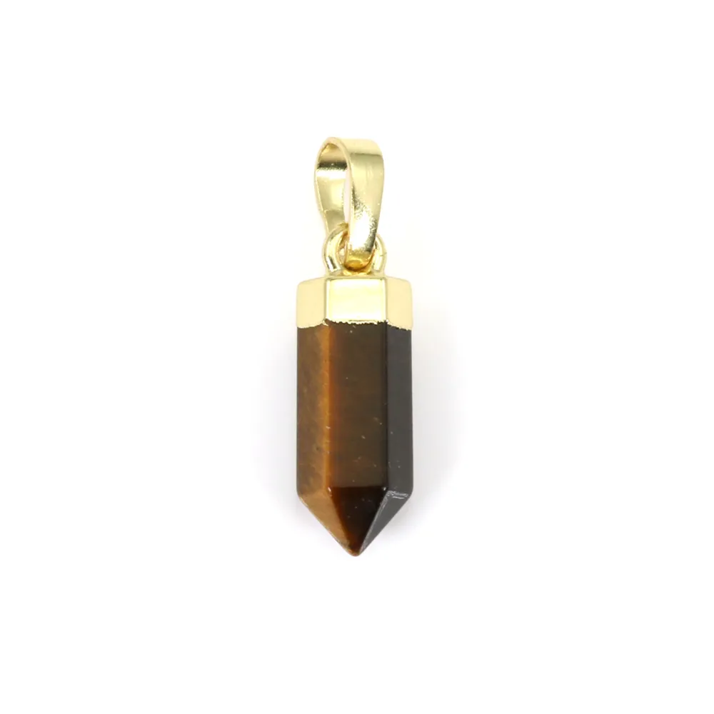 Tigerauge-Anhänger Spitze - vergoldet - 6x16mm x 1St