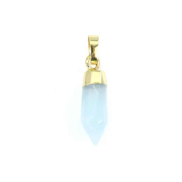 Ciondolo a punta di acquamarina - Dorato in oro fino - 6x16 mm x 1 pezzo