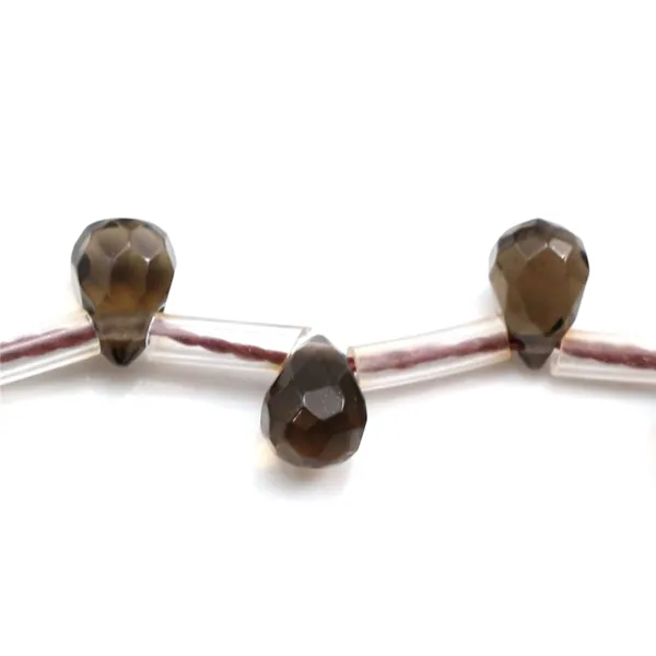 Smokey quartz drop facet 4x6.5mm x 40cm    